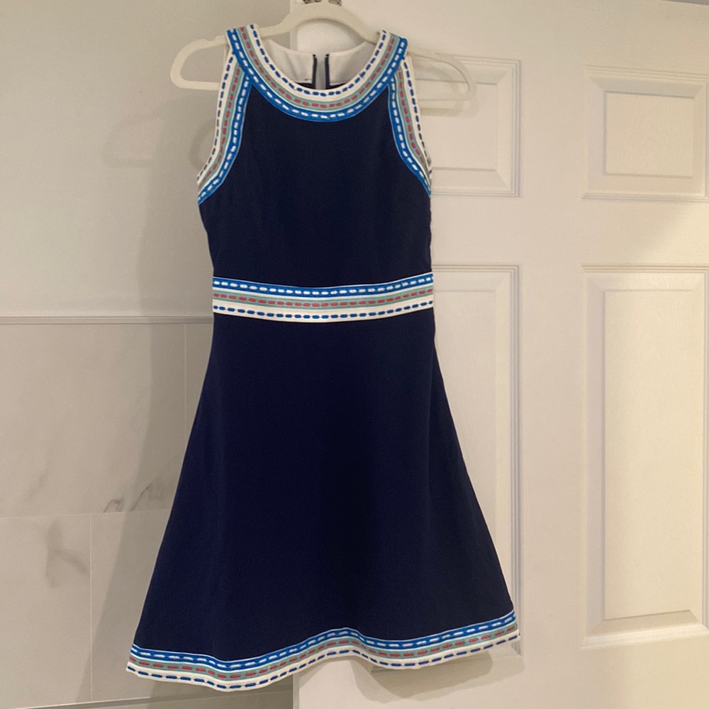 Navy Blue Dress with Colorful Stitching